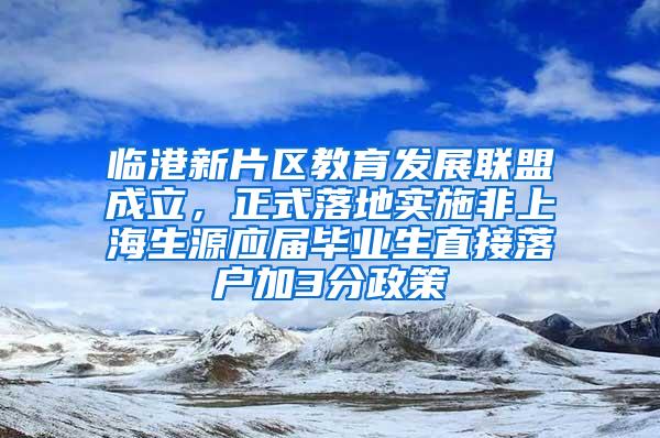 临港新片区教育发展联盟成立，正式落地实施非上海生源应届毕业生直接落户加3分政策