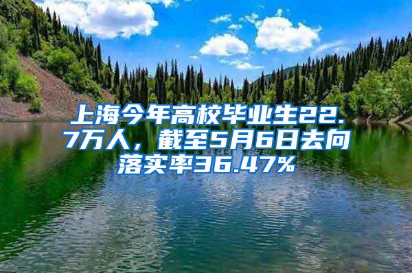 上海今年高校毕业生22.7万人，截至5月6日去向落实率36.47%