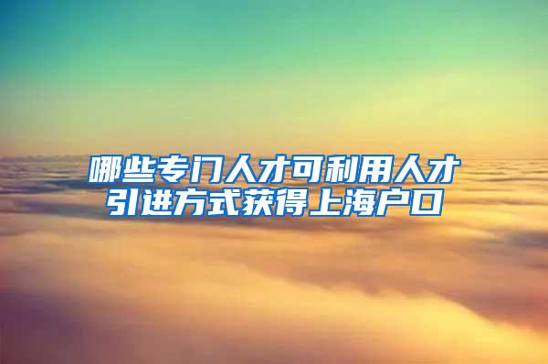 哪些专门人才可利用人才引进方式获得上海户口