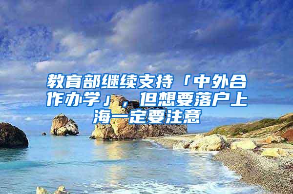 教育部继续支持「中外合作办学」，但想要落户上海一定要注意