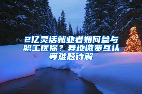 2亿灵活就业者如何参与职工医保？异地缴费互认等难题待解