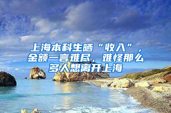 上海本科生晒“收入”，金额一言难尽，难怪那么多人想离开上海