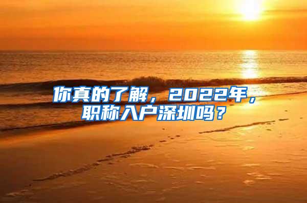 你真的了解，2022年，职称入户深圳吗？