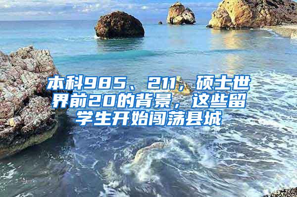 本科985、211，硕士世界前20的背景，这些留学生开始闯荡县城