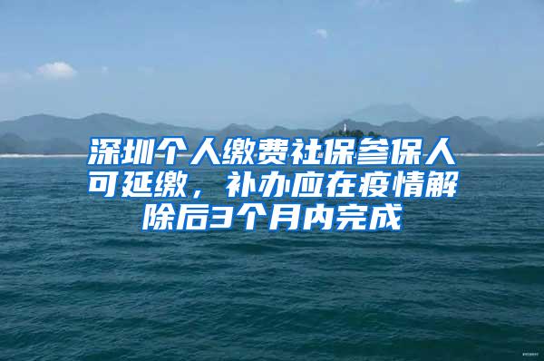 深圳个人缴费社保参保人可延缴，补办应在疫情解除后3个月内完成