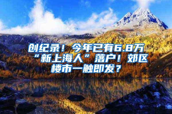 创纪录！今年已有6.8万“新上海人”落户！郊区楼市一触即发？