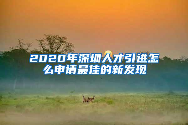 2020年深圳人才引进怎么申请最佳的新发现