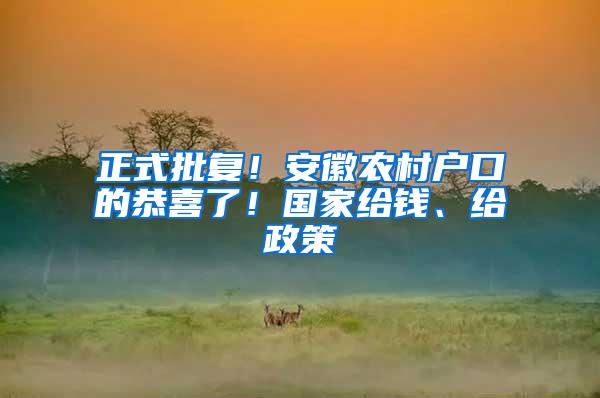 正式批复！安徽农村户口的恭喜了！国家给钱、给政策