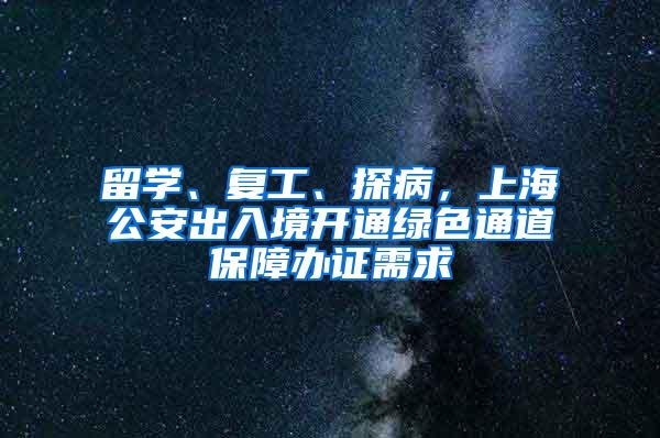 留学、复工、探病，上海公安出入境开通绿色通道保障办证需求