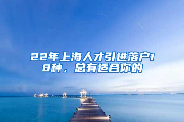 22年上海人才引进落户18种，总有适合你的