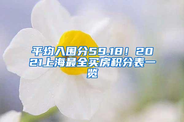 平均入围分59.18！2021上海最全买房积分表一览