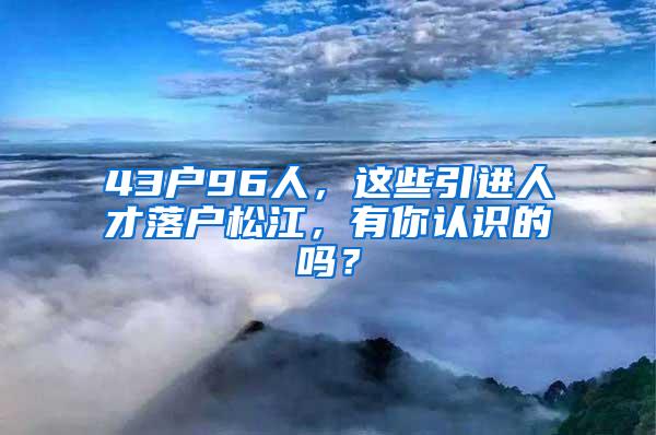 43户96人，这些引进人才落户松江，有你认识的吗？