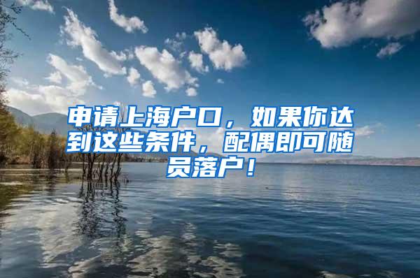 申请上海户口，如果你达到这些条件，配偶即可随员落户！