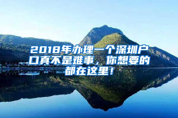 2018年办理一个深圳户口真不是难事，你想要的都在这里！