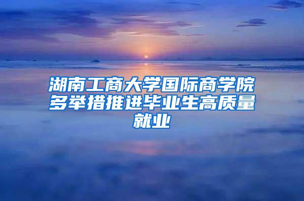 湖南工商大学国际商学院多举措推进毕业生高质量就业