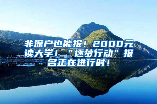 非深户也能报！2000元读大学！“逐梦行动”报名正在进行时！