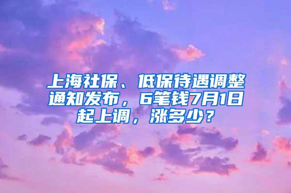 上海社保、低保待遇调整通知发布，6笔钱7月1日起上调，涨多少？