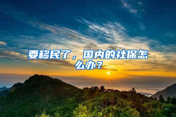 要移民了，国内的社保怎么办？