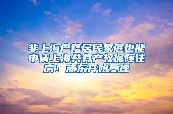 非上海户籍居民家庭也能申请上海共有产权保障住房！浦东开始受理