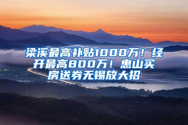 梁溪最高补贴1000万！经开最高800万！惠山买房送券无锡放大招