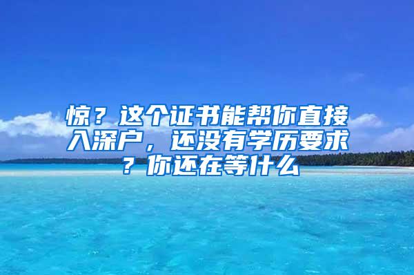 惊？这个证书能帮你直接入深户，还没有学历要求？你还在等什么