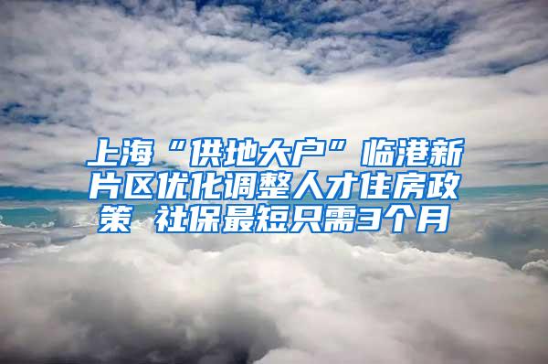 上海“供地大户”临港新片区优化调整人才住房政策 社保最短只需3个月