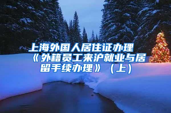 上海外国人居住证办理《外籍员工来沪就业与居留手续办理》（上）