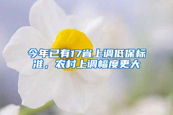 今年已有17省上调低保标准，农村上调幅度更大