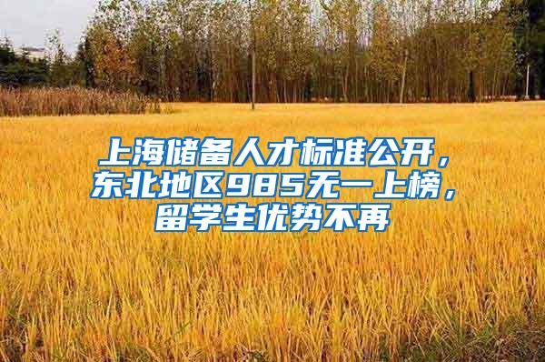 上海储备人才标准公开，东北地区985无一上榜，留学生优势不再