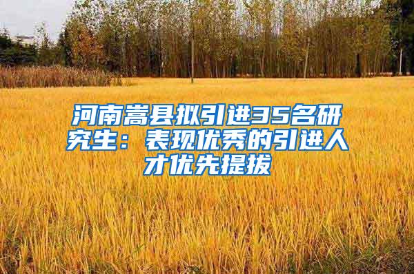 河南嵩县拟引进35名研究生：表现优秀的引进人才优先提拔