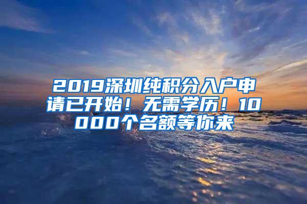 2019深圳纯积分入户申请已开始！无需学历！10000个名额等你来