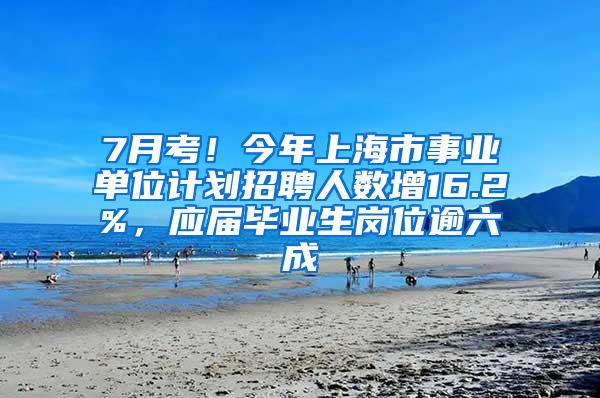 7月考！今年上海市事业单位计划招聘人数增16.2%，应届毕业生岗位逾六成