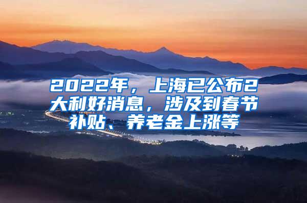 2022年，上海已公布2大利好消息，涉及到春节补贴、养老金上涨等