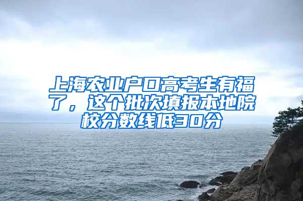 上海农业户口高考生有福了，这个批次填报本地院校分数线低30分