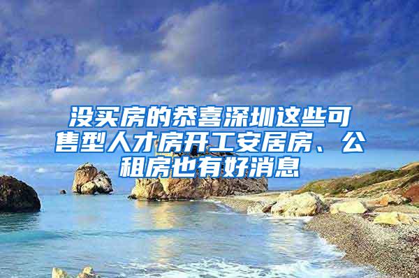 没买房的恭喜深圳这些可售型人才房开工安居房、公租房也有好消息