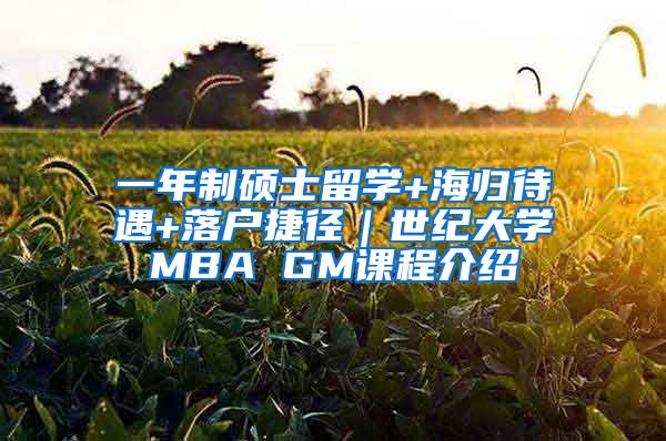 一年制硕士留学+海归待遇+落户捷径｜世纪大学MBA GM课程介绍