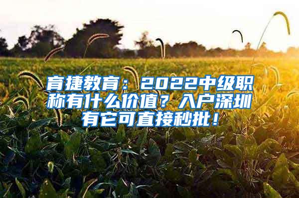 育捷教育：2022中级职称有什么价值？入户深圳有它可直接秒批！