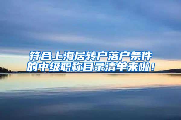 符合上海居转户落户条件的中级职称目录清单来啦！