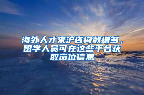 海外人才来沪咨询数增多，留学人员可在这些平台获取岗位信息