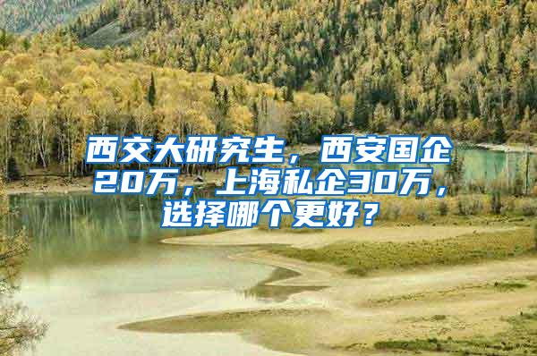 西交大研究生，西安国企20万，上海私企30万，选择哪个更好？