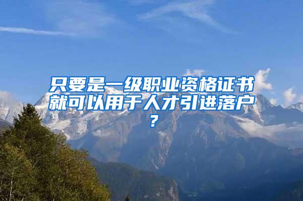 只要是一级职业资格证书就可以用于人才引进落户？