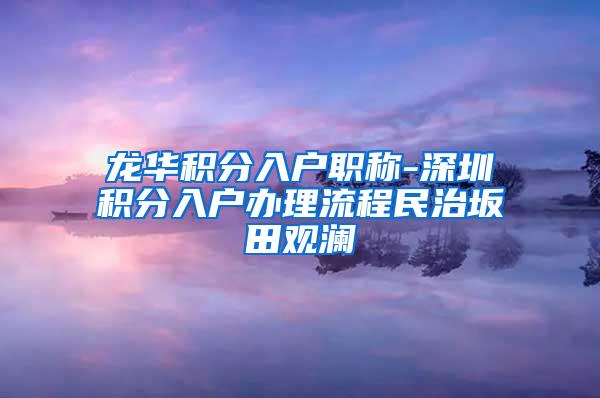 龙华积分入户职称-深圳积分入户办理流程民治坂田观澜