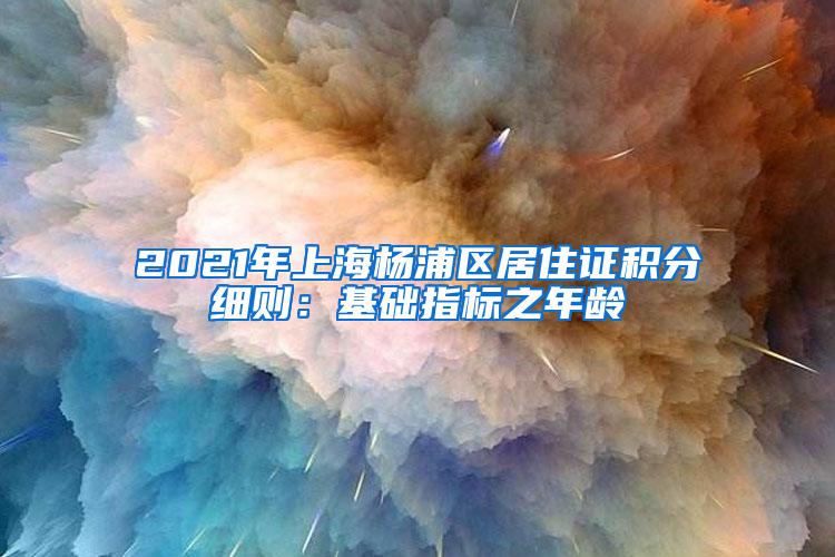 2021年上海杨浦区居住证积分细则：基础指标之年龄