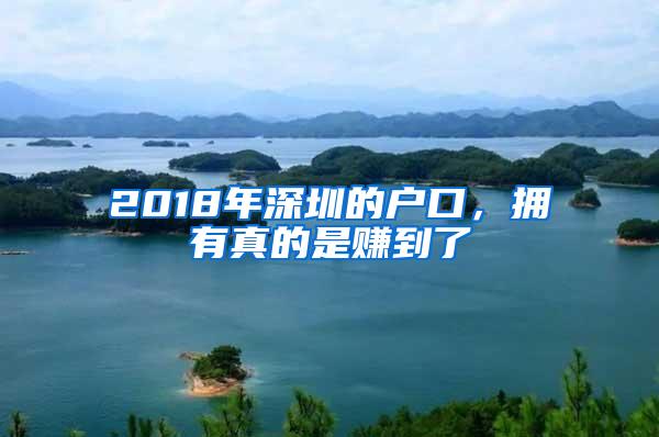 2018年深圳的户口，拥有真的是赚到了