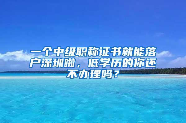 一个中级职称证书就能落户深圳啦，低学历的你还不办理吗？