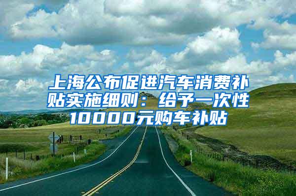 上海公布促进汽车消费补贴实施细则：给予一次性10000元购车补贴