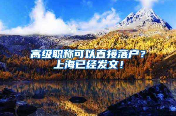 高级职称可以直接落户？上海已经发文！