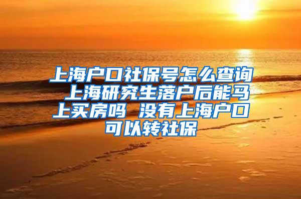 上海户口社保号怎么查询 上海研究生落户后能马上买房吗 没有上海户口可以转社保