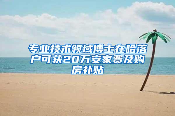 专业技术领域博士在哈落户可获20万安家费及购房补贴