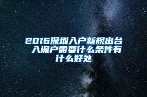 2016深圳入户新规出台 入深户需要什么条件有什么好处